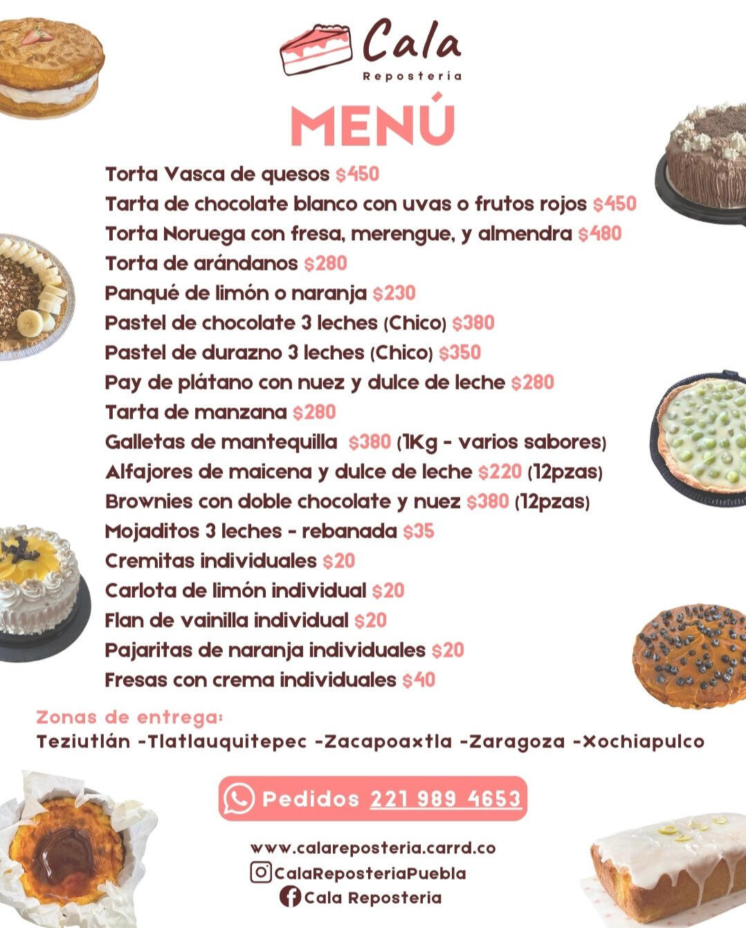 Cala Repostería Menú